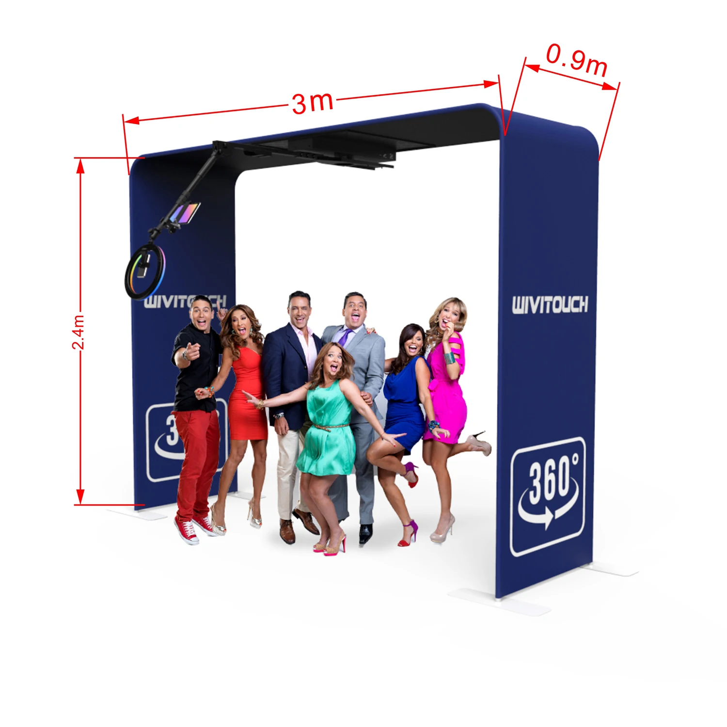 Jeetop 360 Overhead Photobooth MachinSelfie Photo Booth Kiosk 360 Top Spinner,Wedding Party 360 Degree Video Booth