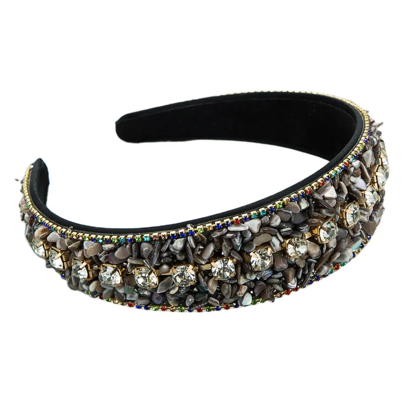 Trend design hair bands color crushed stone inlaid diamond wide edge cloth candy color headband