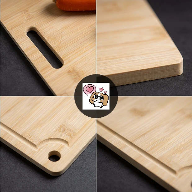 Хорошее качество прочная 100% натуральное бамбуковое дерево квадратная разделочная доска с круглой ручкой для домашней кухни
