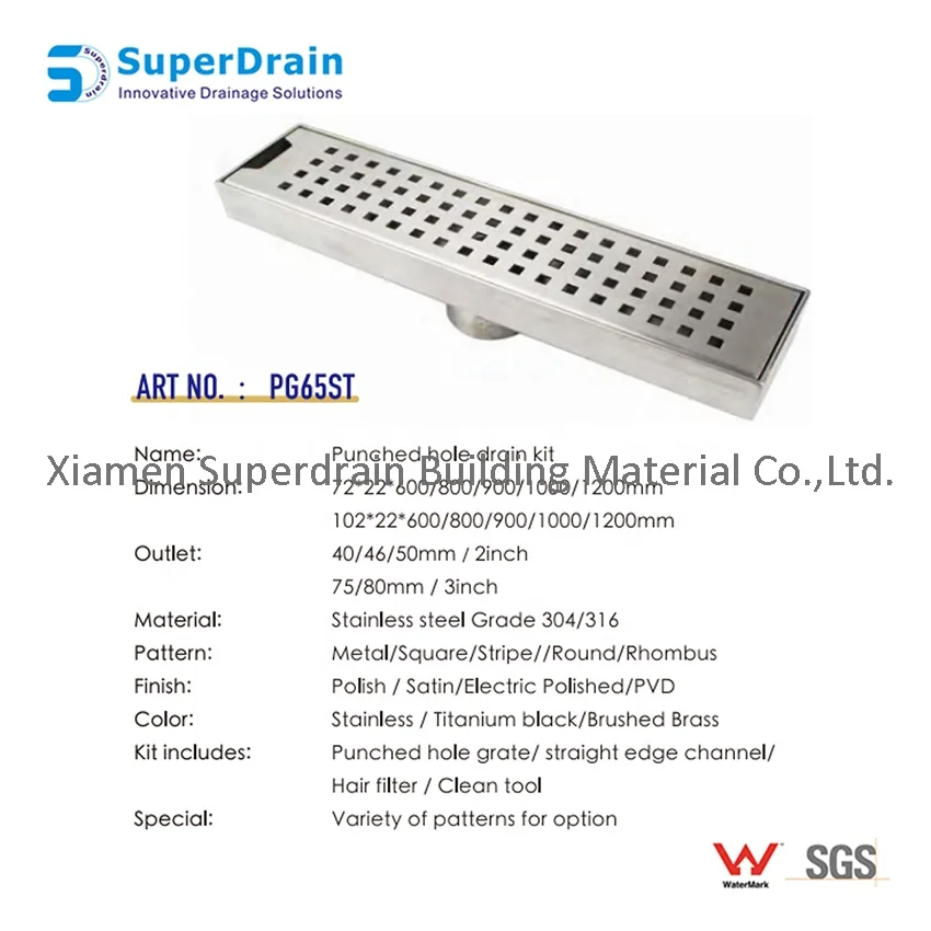 High Quality SS Long Punched Hole Kitchen Strainer Floor Drain Toilet Floor Drain Cover for Cleanroom