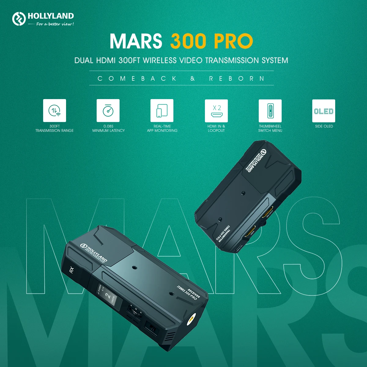 Hollyland Mars300 Pro 300ft для камеры беспроводной HD видеоприемник беспроводная система