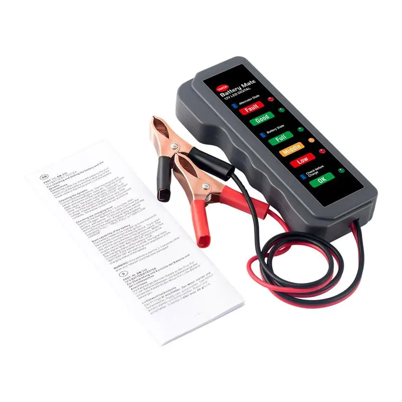 12V Portable Car Motorcycle Tester Fault Detector Battery Tester Digital Alternator Car Diagnostic Tool Auto Repair