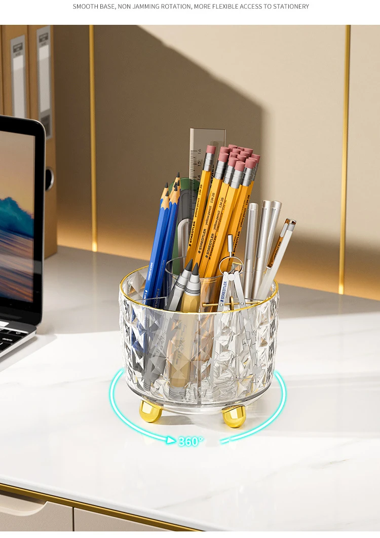 PET Pen holder 360 Degree Rotating Desk Pen Organizers Desktop Storage Stationery Supplies Cup Pot Office School Home Art Supply