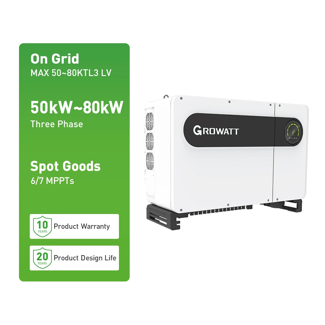 Growatt Inverter 50KW 60KW 70KW 80KW Three Phase On Grid Solar Power Inverter 6/7 MPPTs MAX 50-80KTL3 LV