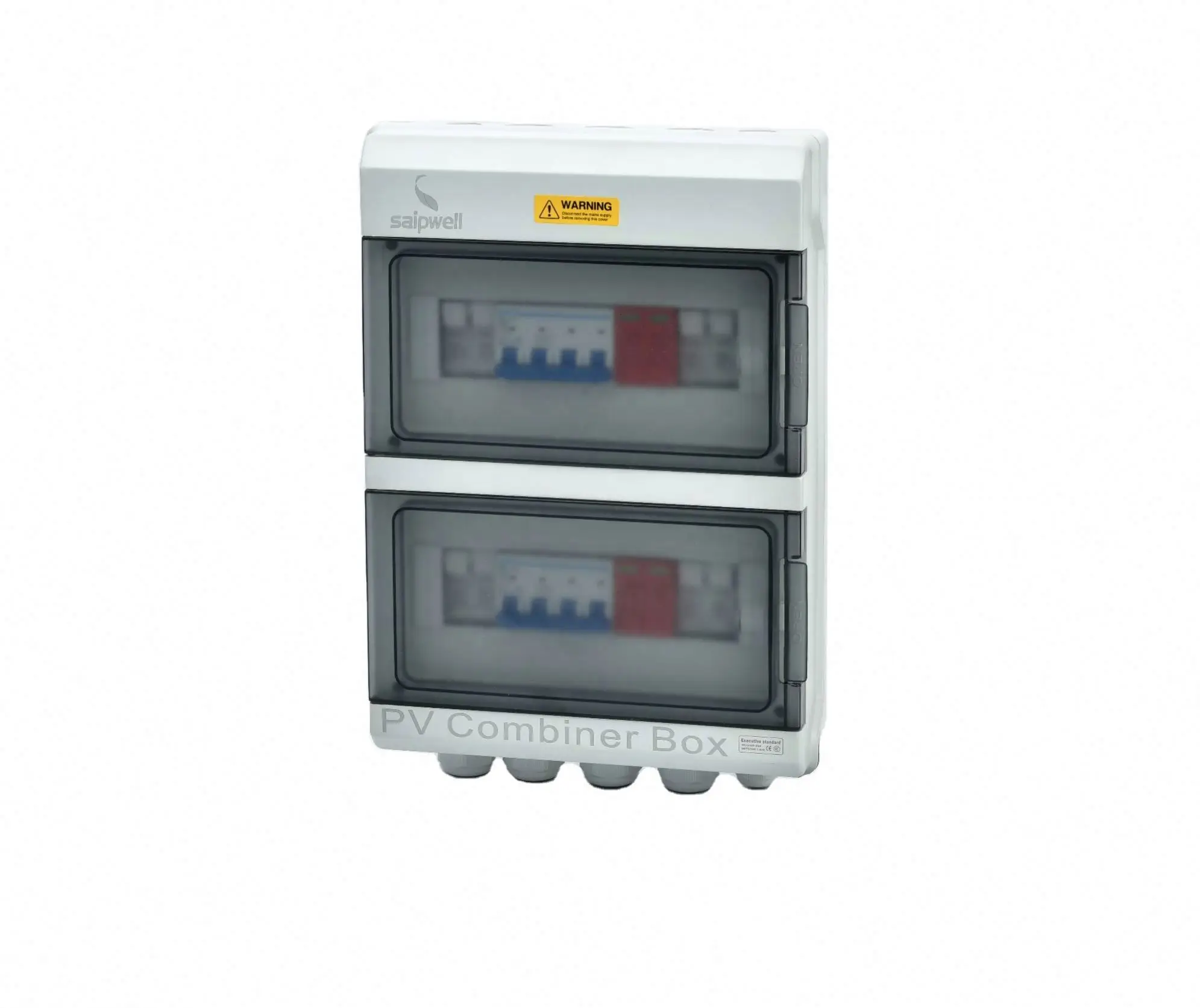 Saip/Saipwell Pv Combiner Lightning Arrester Wall Mounting Type 4 In 2 Out Waterproof String Box Grid Solar Panel System