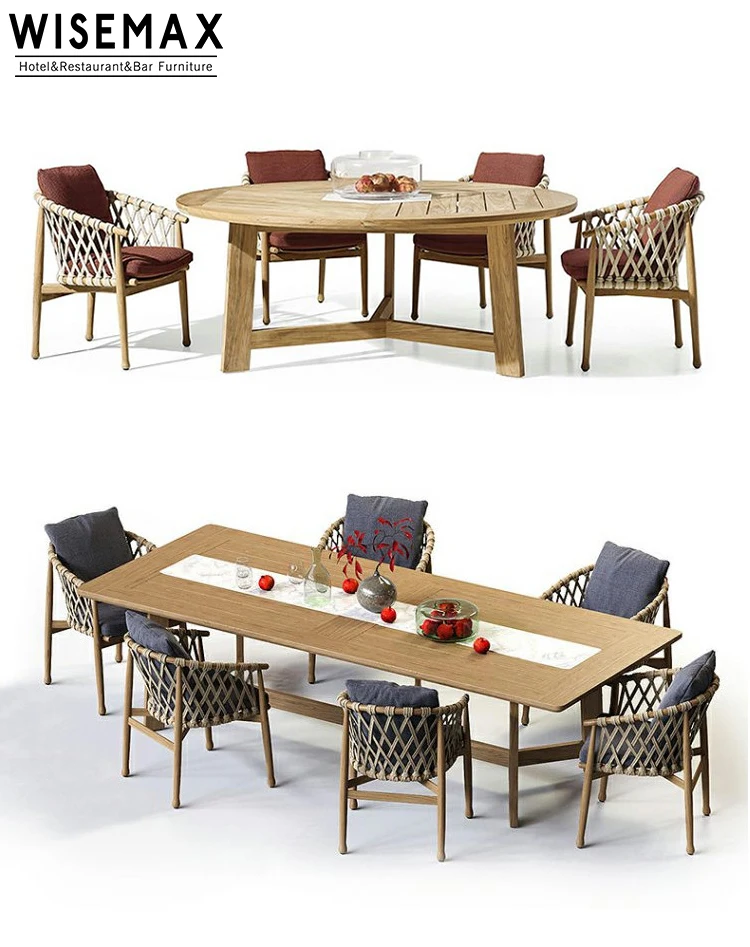 WISEMAX мебель новый дизайн уличная балкон Тиковое обеденное кресло садовая с круглым обеденным столом
