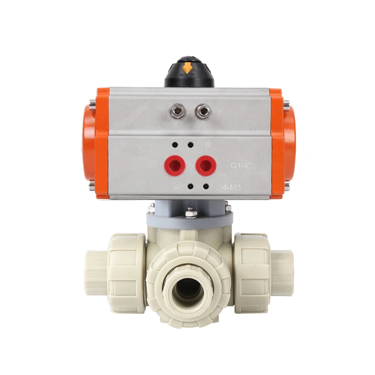 1 1/2 inch 40mm 3 Way T port Pneumatic Actuator PPH thread Ball Valve Double Union Air Control Ball Valve