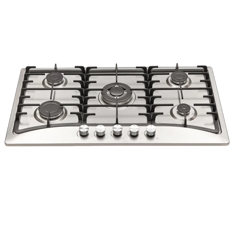 86cm Cooking appliances counter top built in gas stove 5 burners stainless steel gas cooktop with Chinese sabaf burner