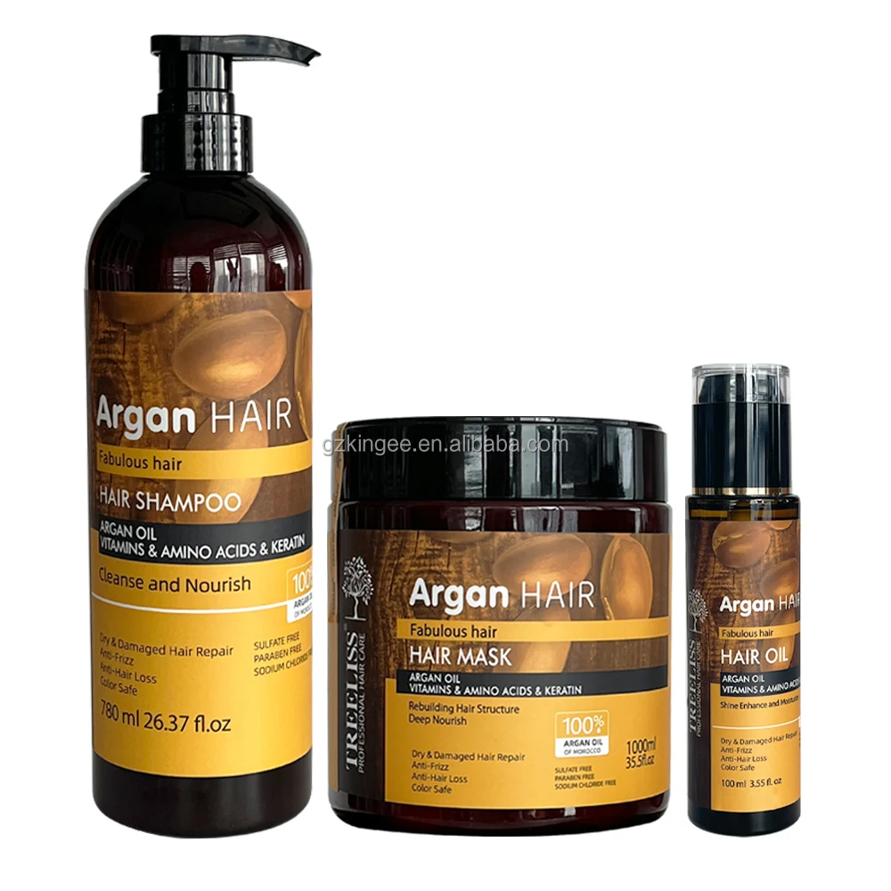 Color Protection Organic Argan oil Hair Mask Hair Shampoo Morocco Oil Set Rich Vitamin Amino Acids Daily Home Use Formula 1000ML