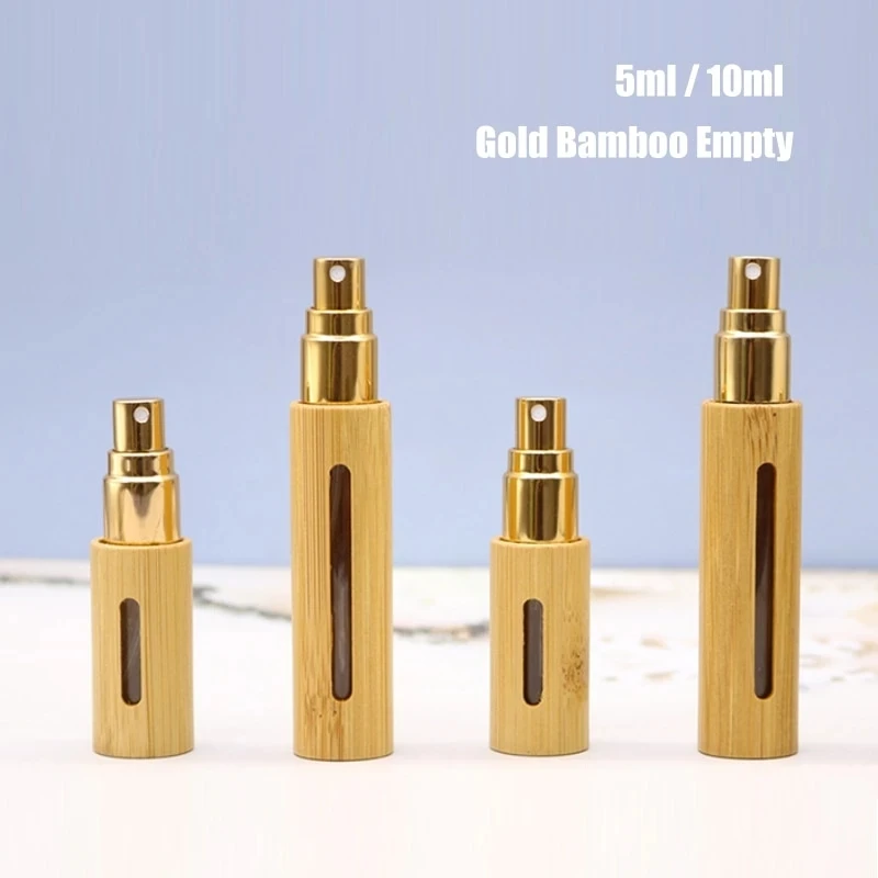 5ml 10ml Bamboo Spray Bottle Perfume Empty doterra Spray Refillable Bottle Container Makeup Water Atomizer Travel Bottle