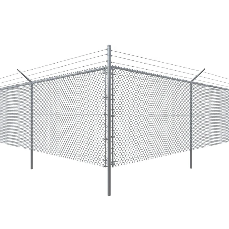 High Quality 50*50MM Iron Wire Mesh High Security Galvanized Chain Link Fence With Razor Barbed Wire