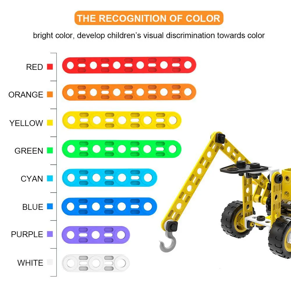100PCS 8 in 1 Construction City Engineering Truck Toy Kit Educational STEM Screw Assemble DIY Erector Building Set for Kids Boys