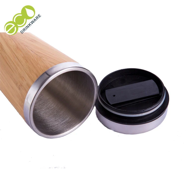 GB8020 Customized  450ML/16OZ Natural BPA free no mininum Stainless Steel bamboocoffee mug tumbler
