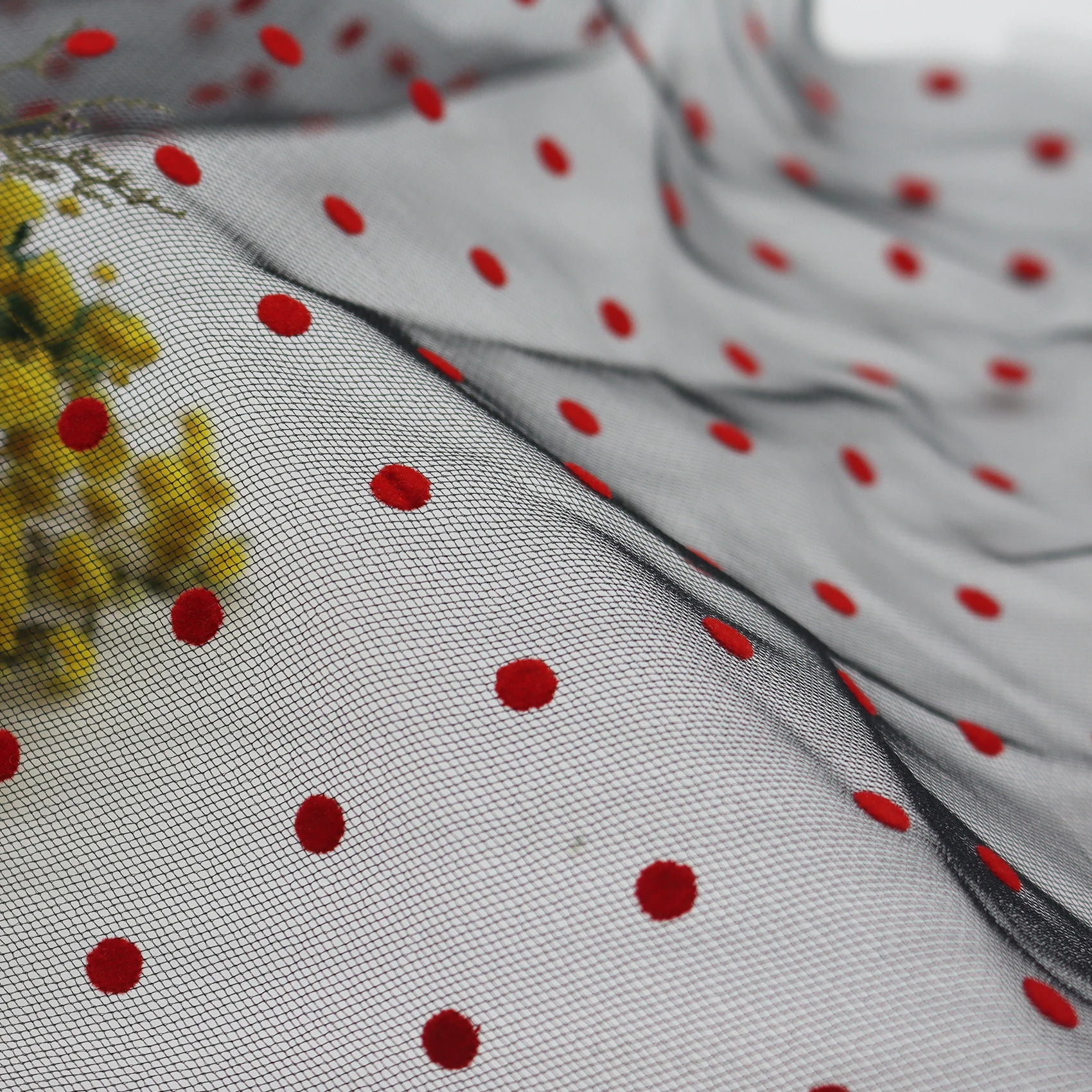 Hot Sell Fancy 100% Poly Flocking Pattern Angular Micro Mesh Fabric for Wedding Kids Girls Women Dress