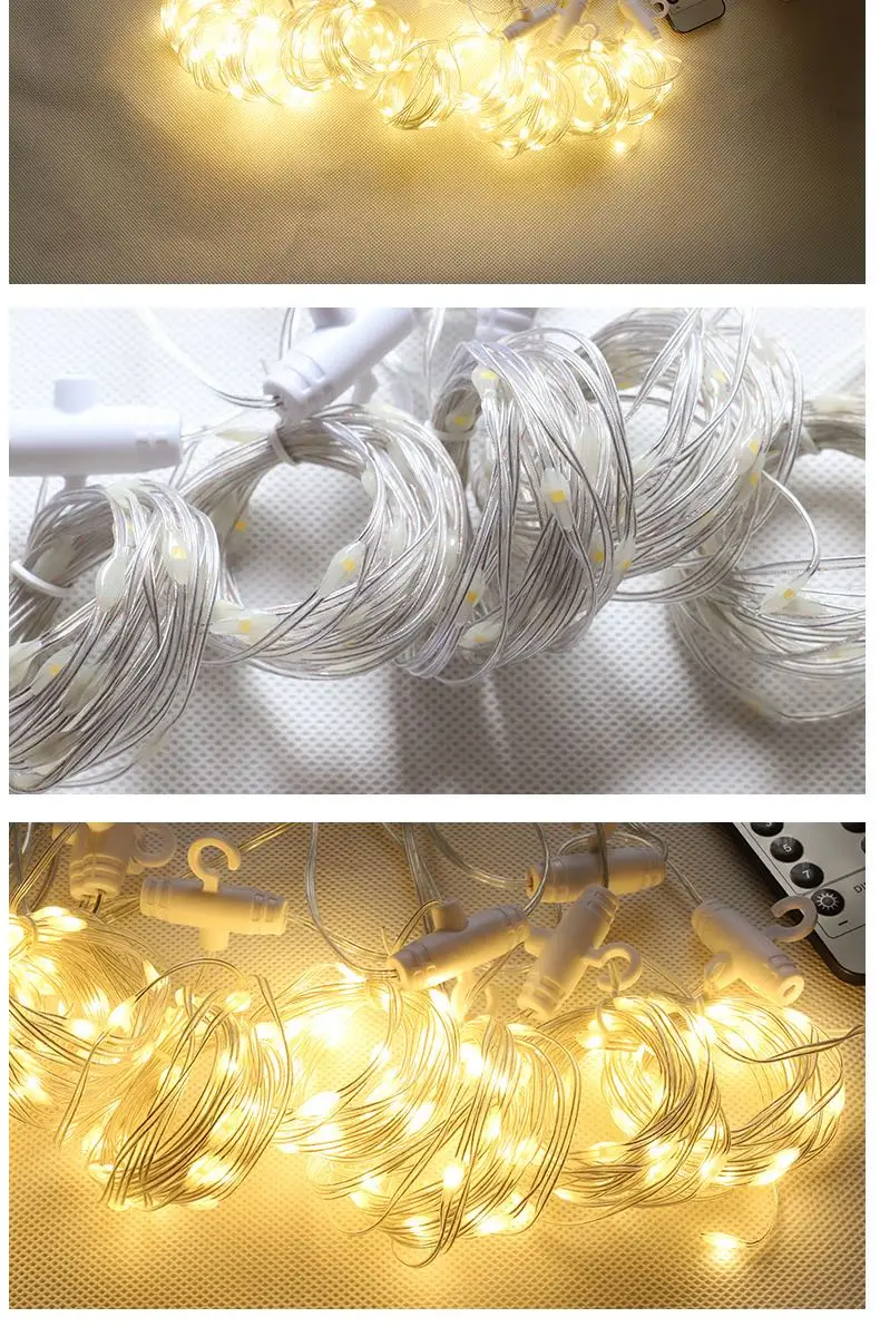 9.84 x 9.84 Ft 3x3m 300 Led Soft PVC Coating Copper Wire Christmas Holiday String lighting Wedding Decor Window Curtain Lights