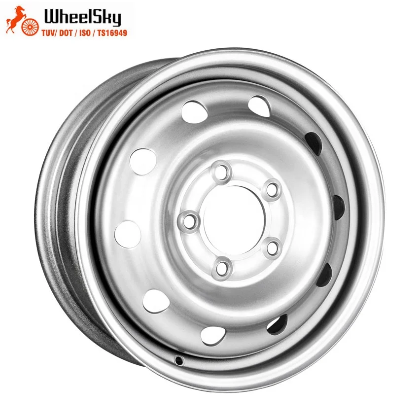 Wheelsky Factory Supply 665C03T-S 16 inch 16x6.0 5x130 silver painting truck steel wheel rim