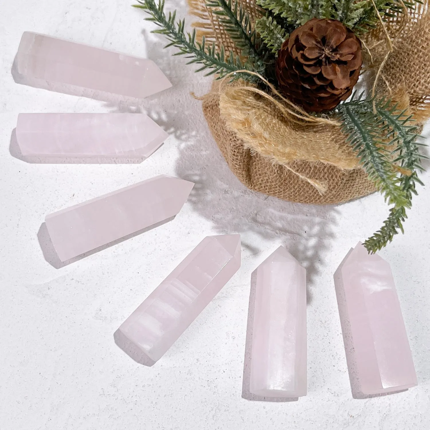 Wholesale Crystal Towers Bulk Mahangini Calcite Clear Crystal Point Aura Quartz Point Crystal Chakra Points for Healing
