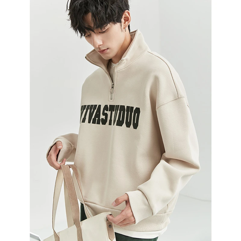 450gsm Hoodie No Strings Oversized Private Label Half Zip Sweatshirt 100% Cotton