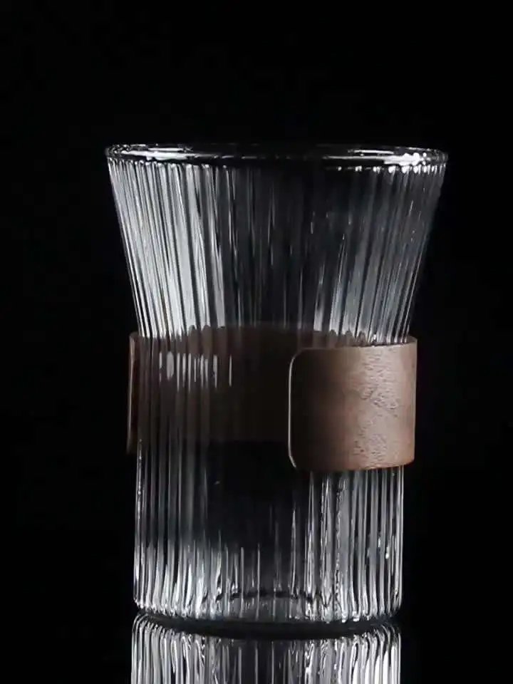 6 Pack 10 Oz Lead Free Borosilicate Glass Cup,Bar Glassware,Ribbed Cocktail Glass Set