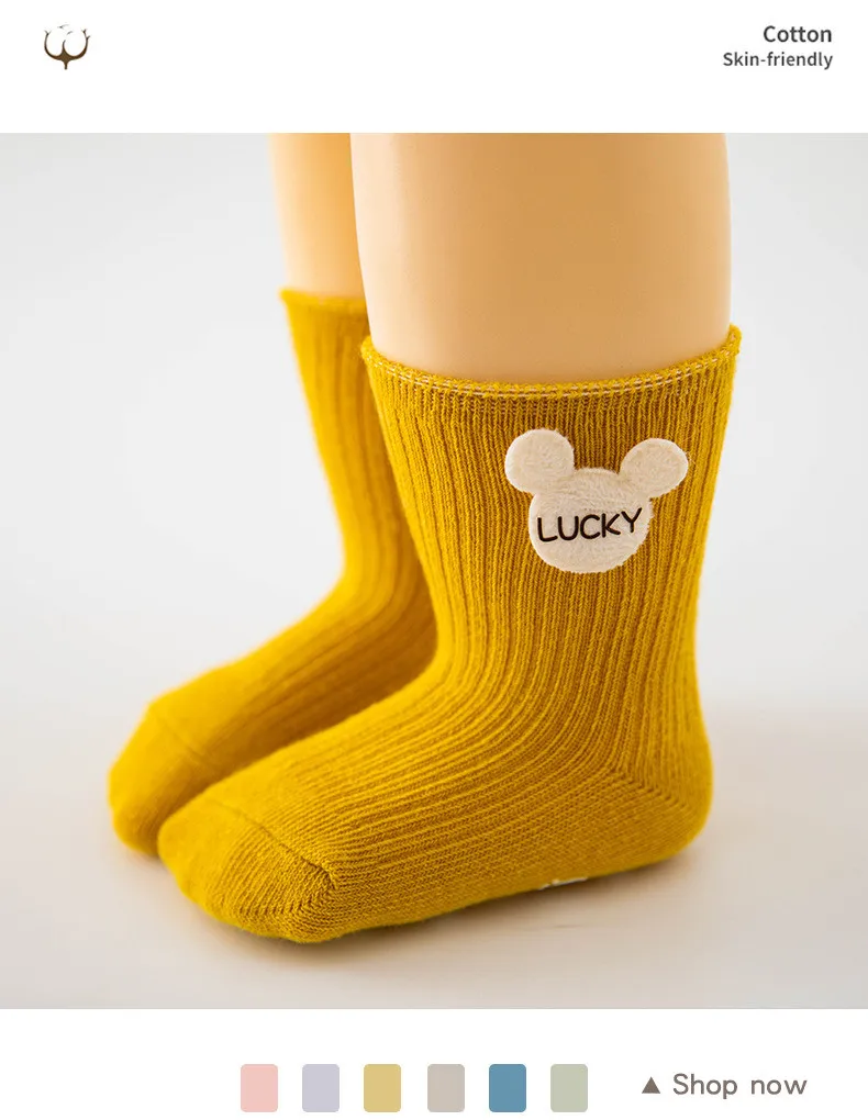0-1-3 years old infant socks spring and autumn newborn baby cute cartoon doll toddlers non-slip floor socks