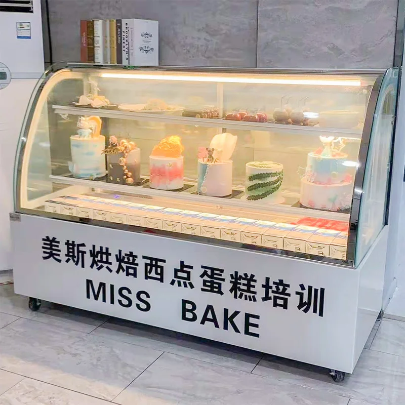 
Cake Store Refrigeration Glass Display Showcase Commercial Keep Fresh Equipment Supermarket Drink Fridge Cake Display Chiller 