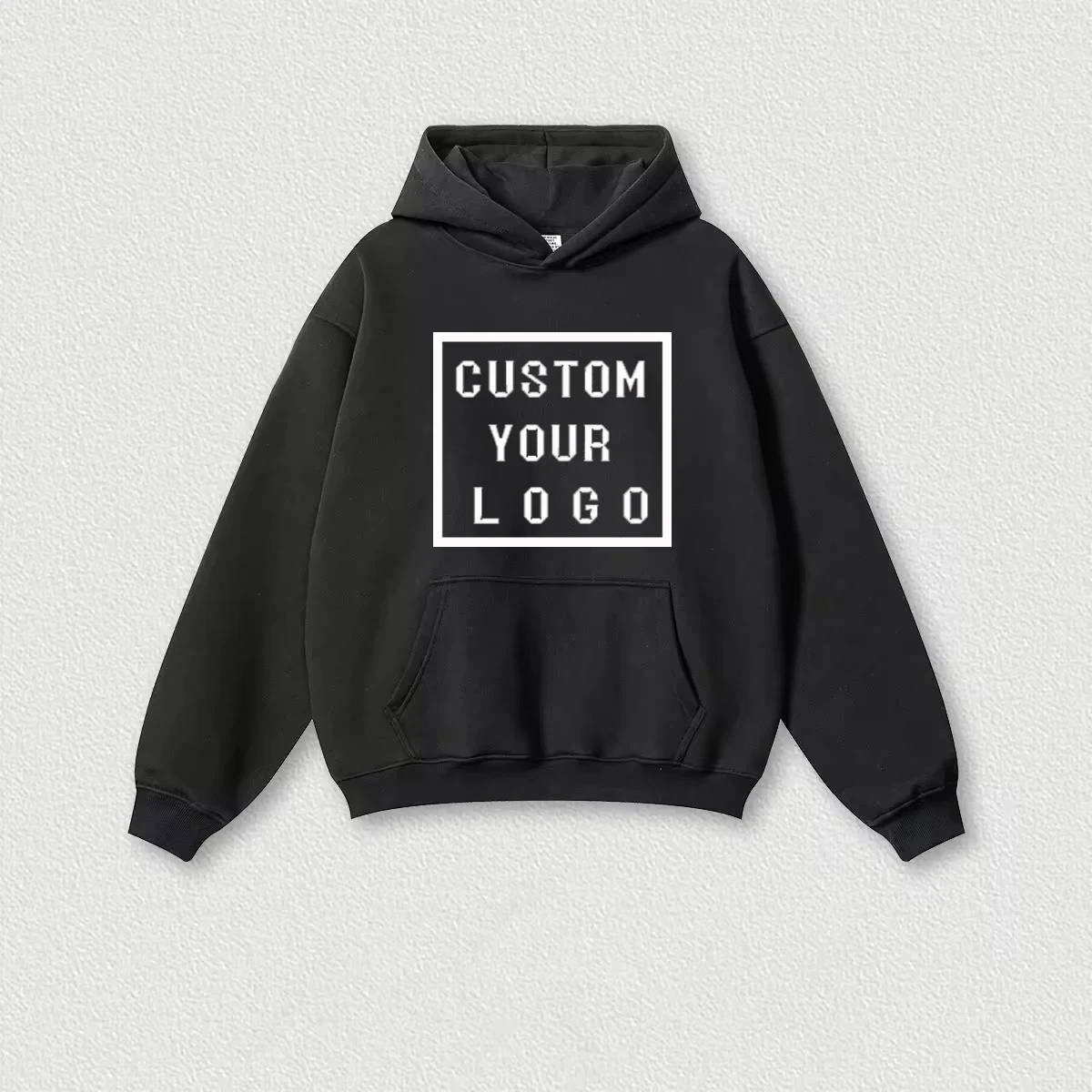 Custom High Quality Heavyweight crop Hoodie Pullover Cotton Terry Drop Shoulder Hoodies No String boxy unisex men Hoodies