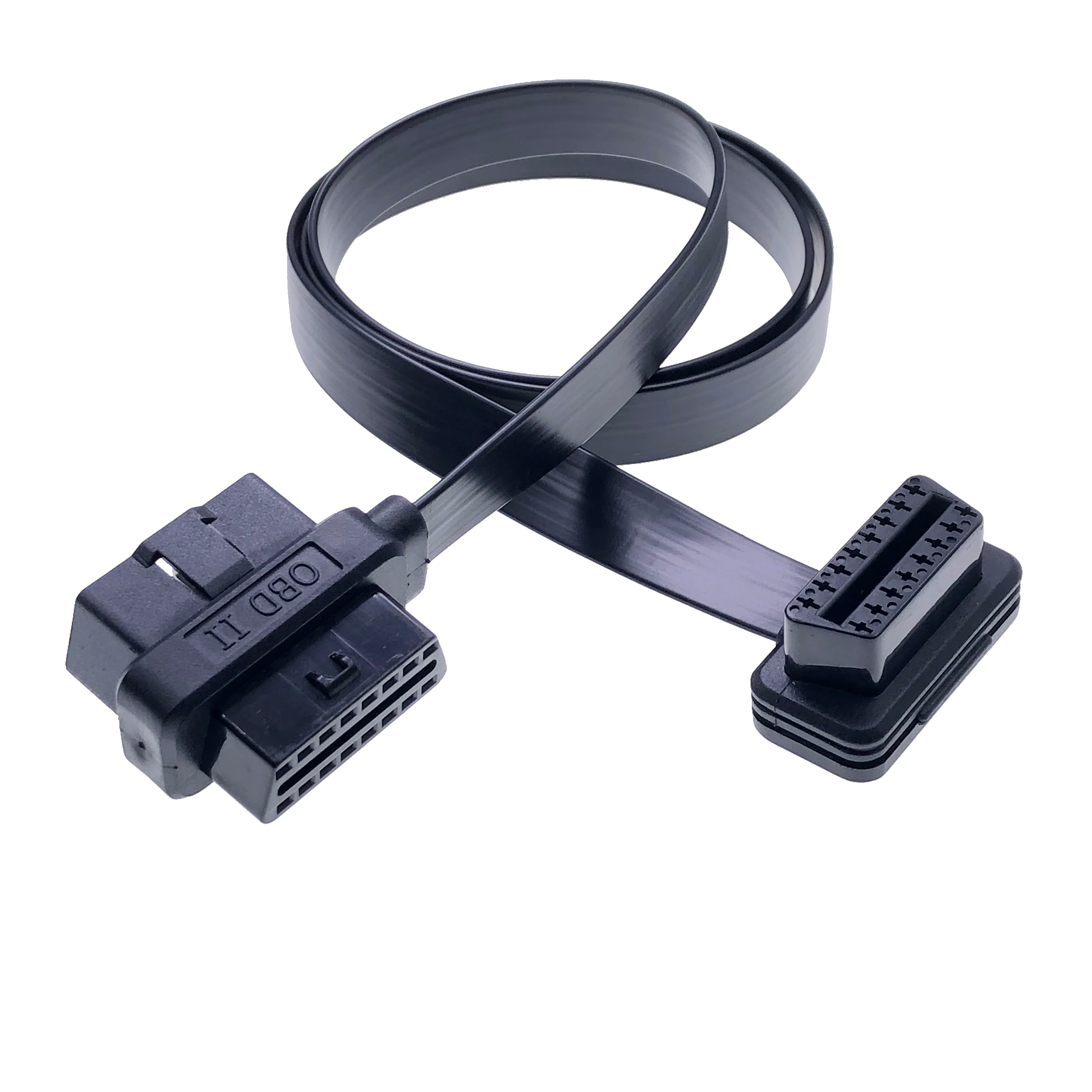 Flat J1962 Full 16 Pin OBD2 Pass Through Car Diagnostic OBD Adapter Extension OBDII Cable For Toyota Benz BMW PC VGA