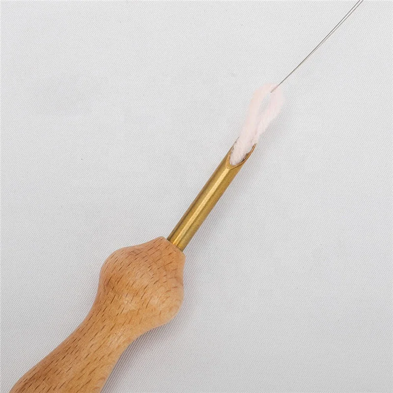 SHELIKE Knitting Tools Big Size Wooden Handle Punch Needle Set Embroidery Tool Punch Needle for Rug Hooking