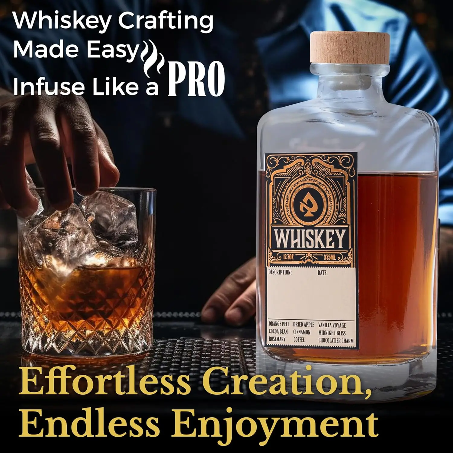 Whiskey Infusion Kit DIY Craft Your Own Whiskey Flavors with 12 Ingredients and Recipe Guide Whisky and Bourbon Infusion
