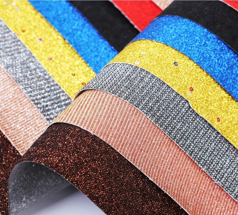 Popular promotional durable trendy modern style bulk glitter fabric for shoes