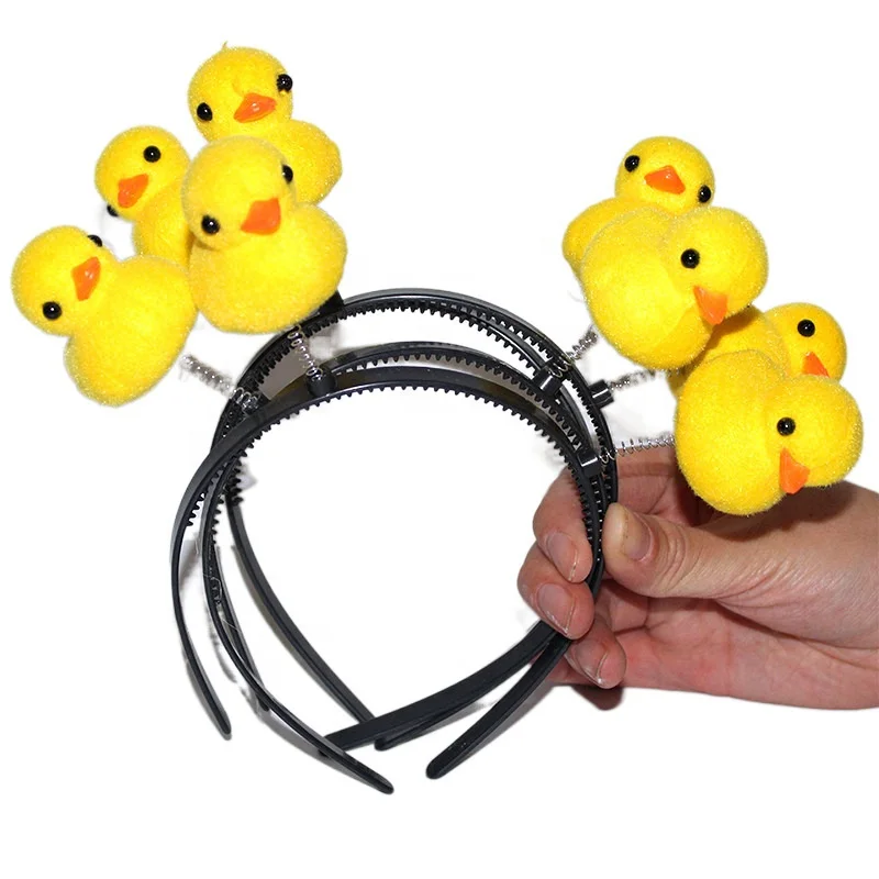 wholesale bouncy duck hair clip cartoon cute little yellow duck headband with duck