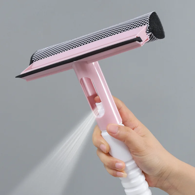 3 In 1 Window Cleaning Brush Glass Wiper for Bathroom Mirror Window With Spray Double-sided Window Cleaner Squeegee Wiper
