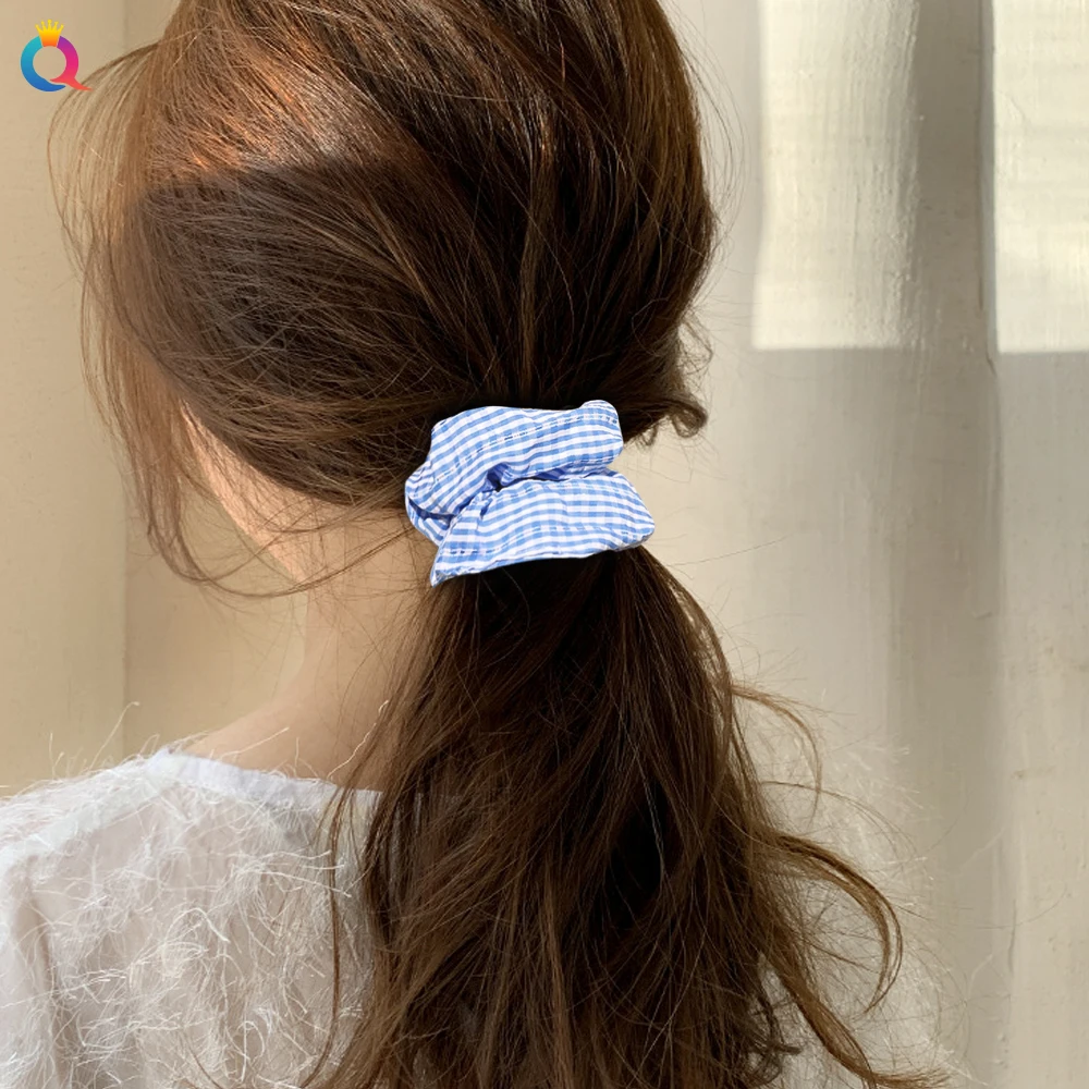 QIYUE High Grade Striped Elastic Hair Ties Korean Custom Large Fancy Hair Scrunchies