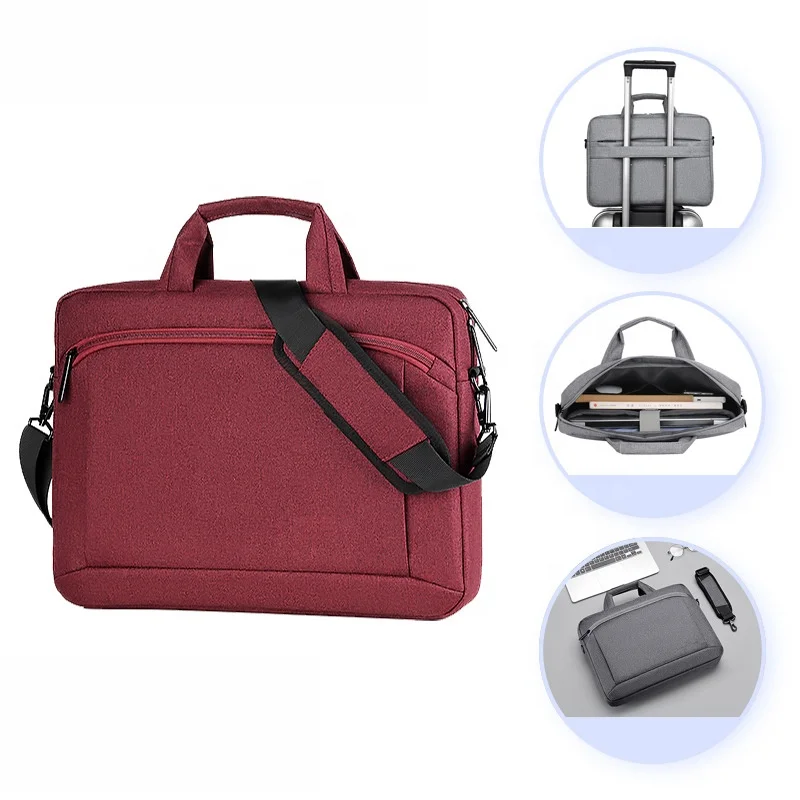 Professional Laptop Bag, Slim Briefcase with Padded Shoulder Strap and Handles