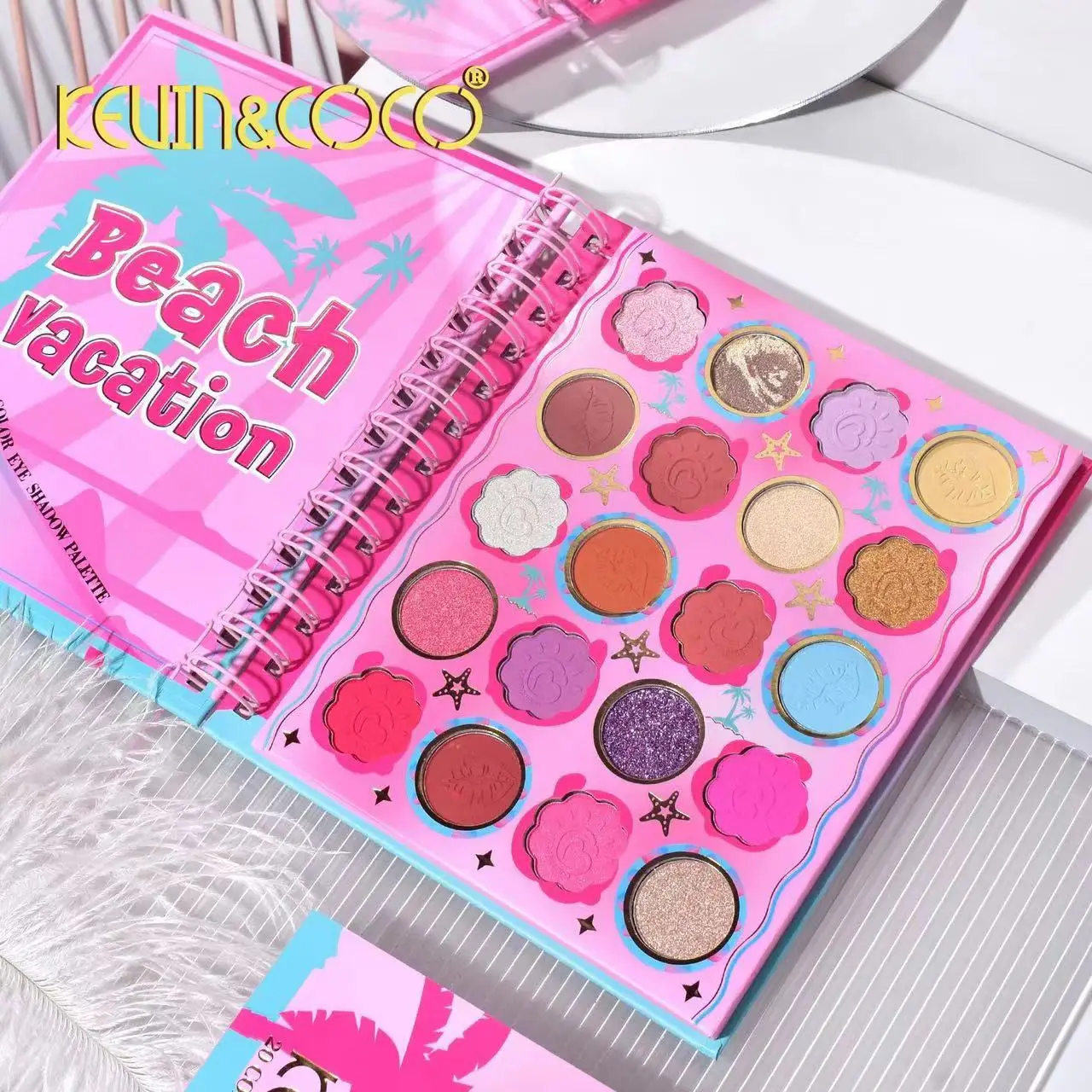 High Appearance KEVIN&COCO20 Color Coil Holiday Beach High Quality Waterproof Sweat proof Coil Fruit Party eye shadow Palette