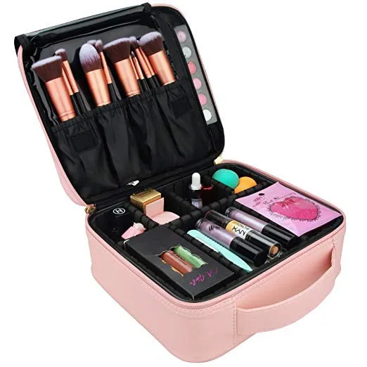 Wholesale makeup cases custom beauty cosmetics pink makeup train case bag