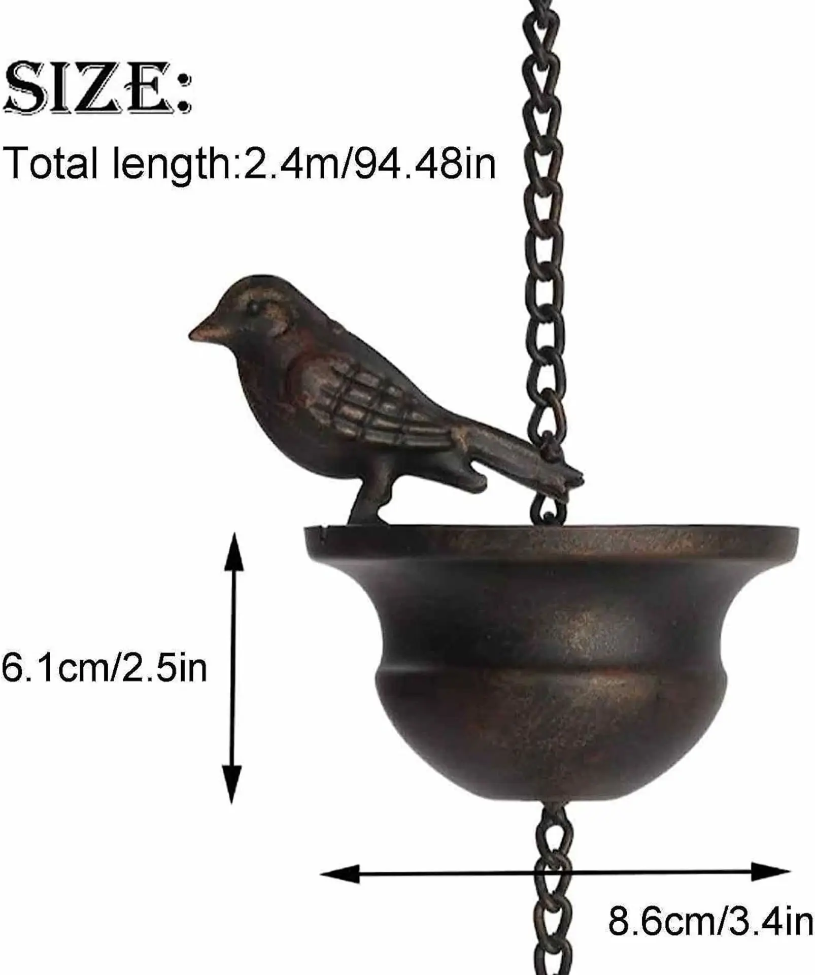 YJL Retro Metal Garden Decoration Outdoor Wind Chimes Metal Dicky Rain Chain Wind Spinner Wind Chimes