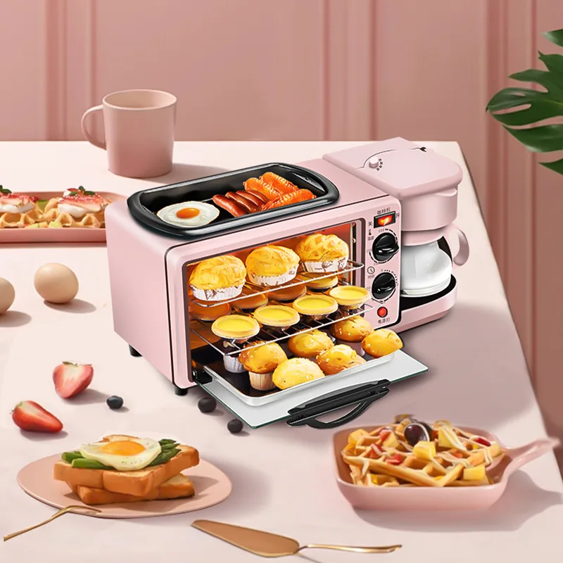 Retro 3 in 1 Household Breakfast Maker Electric Toaster Sandwich Machine with Frying Pan and cooking pot