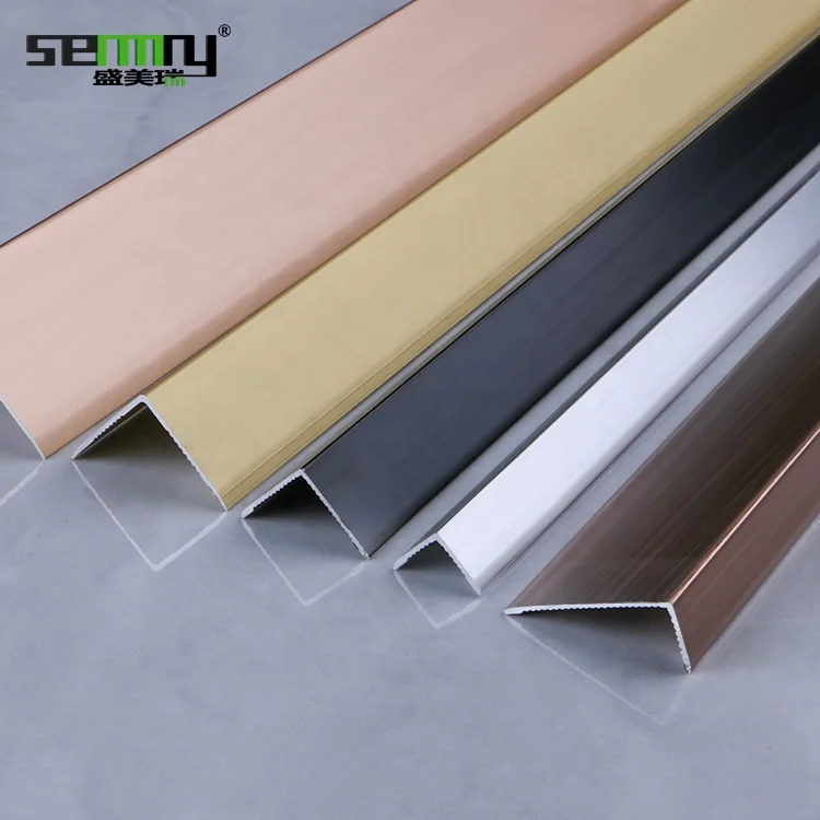 L50x50mm 90 degree angle brushed black metal l shape marble aluminum corner tile edge trim