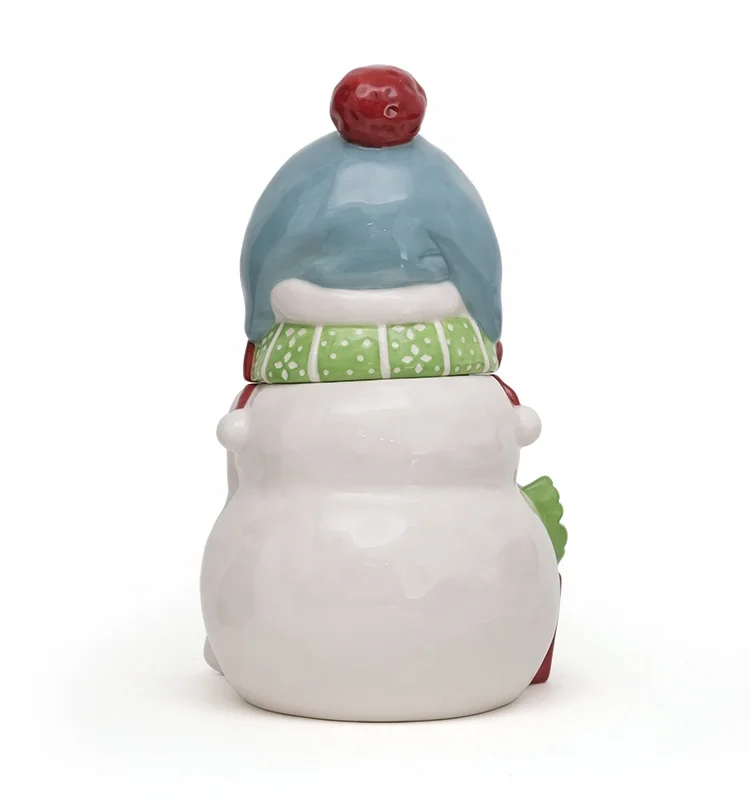 Wholesale Christmas holiday kitchen coffee tea cookie gift ceramic canister jar with 3D handpainting design