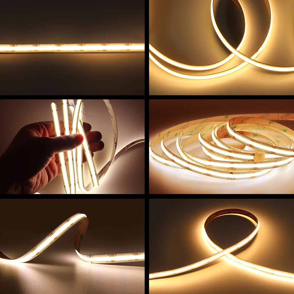8mm/10mm COB LED Strip Light Flexible Aluminum Body with 12V 480 LEDs/Meter IP20 Decoration for Living Room 24V Input 5m MOQ