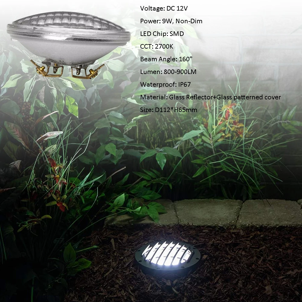 Benory 9W 10-30V PAR36 LED Bulb IP67 Pool Lamp Underwater Flood Light 900lm SMD par36 led landscape lights