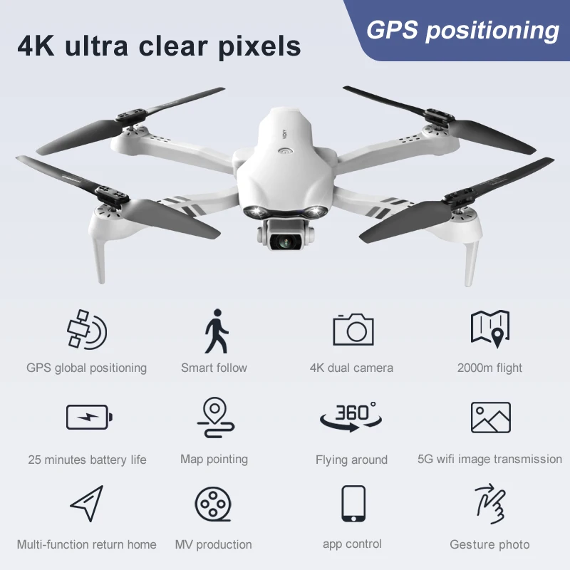 F10 Дрон 4K 5G Wifi живое видео Fpv Квадрокоптер полет 25 минут дистанция 2000 м Gps Hd игрушки для детей