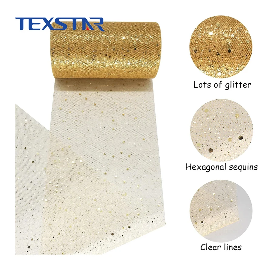 tulle roll 6inch x 50yards with shiny glitter and sequins for tulle bow tutu decoration diy