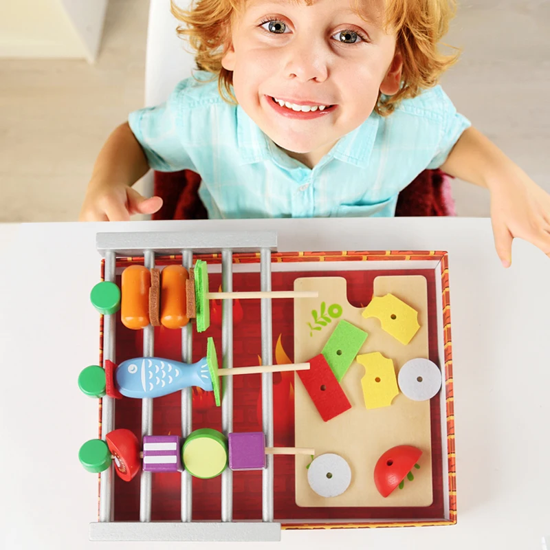 Мини-Барбекю кухня Детская ролевая игра притворный деревянный кухонный набор игрушки для детей