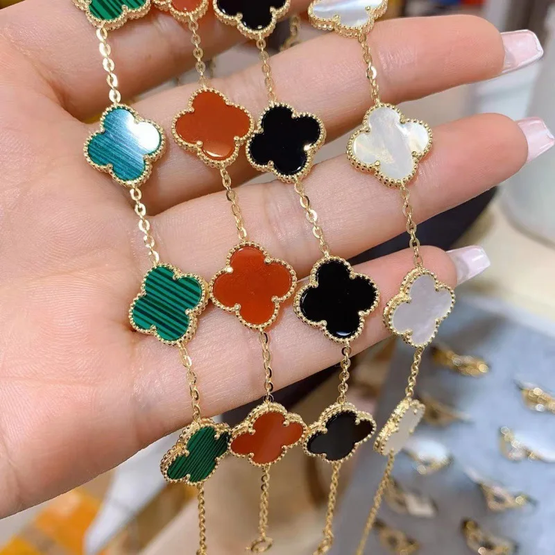 15MM four-leaf clover five-flower bracelet for women 18K gold-plated double-sided bracelet