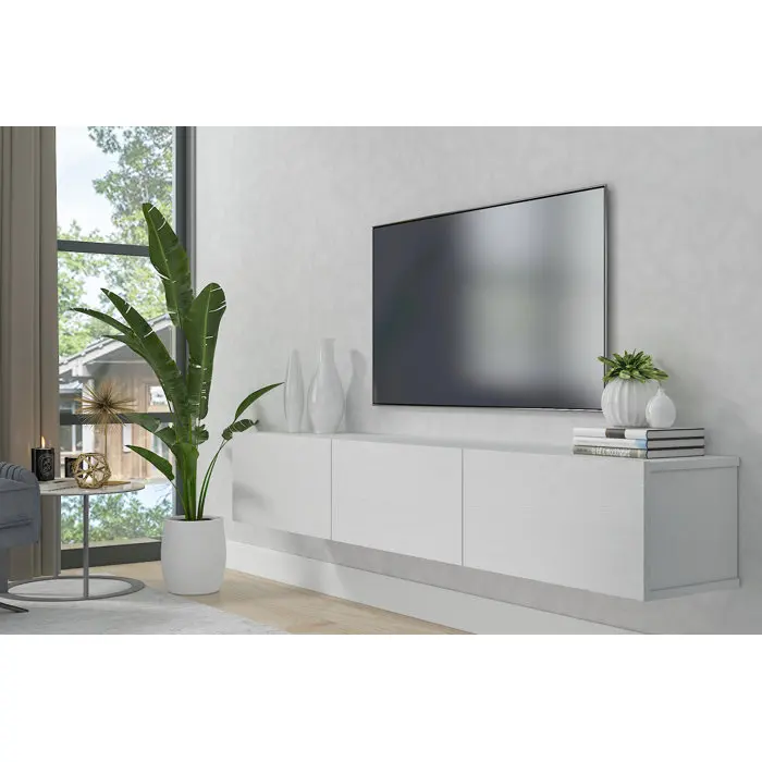 HOMEFIELD Wholesale Custom Wooden Floating TV Stand Wall Mounted Media Console