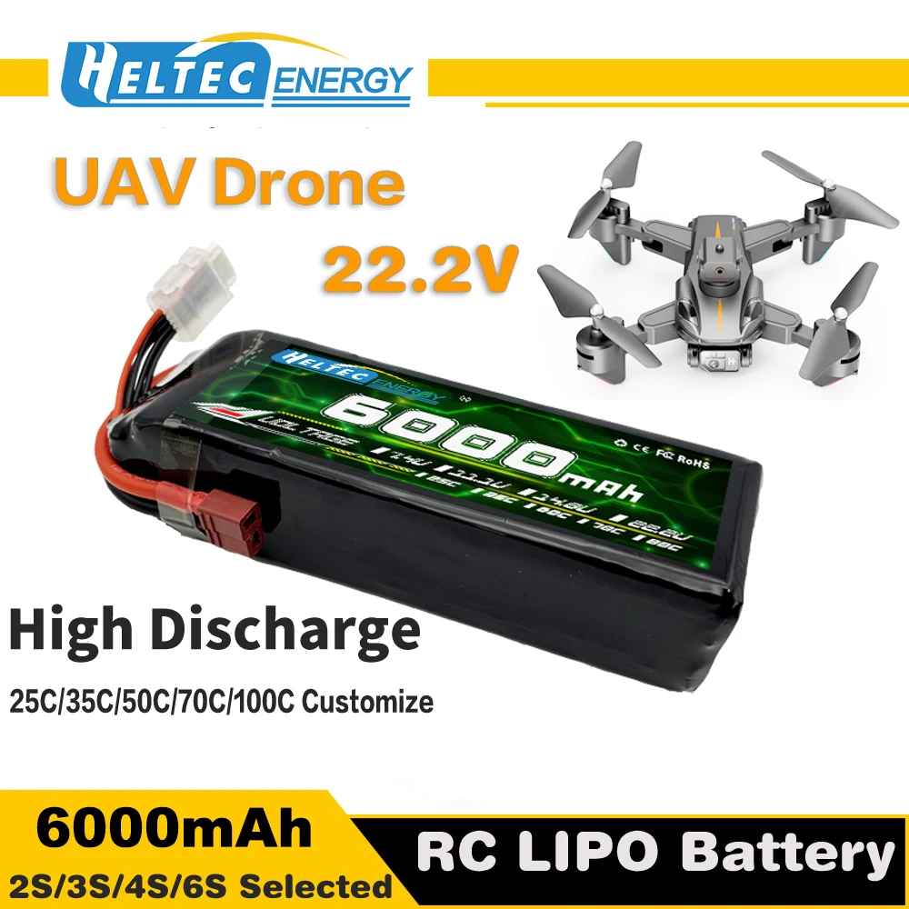HeltecEnergy Long cycle UAV high C-rating 50C 60C 22.2V 14.8V 11.1V 7.4V 22000mAh 25C 35C NMC Li-ion Battery for Drone and UAV