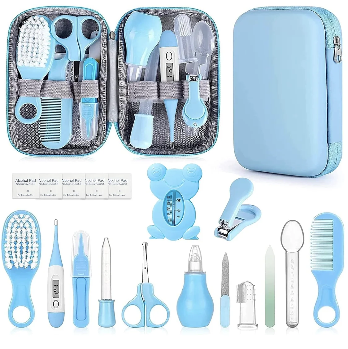 18pcs Baby Healthcare Grooming Kit Baby Safety Set Newborn Nursery Health Care Set Scale Nail Clippers for Baby Girls Boys