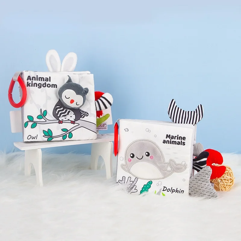 Baby Early Educational Toys Black And White Tail Plush Cloth Book Toys Christmas Gift